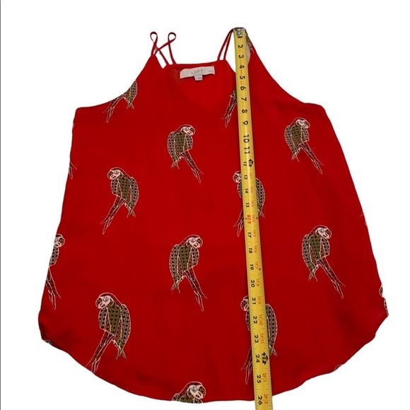 Loft Halter Spaghetti Strap V-neck Red Parrot Print Top Size SP - Picture 7 of 17